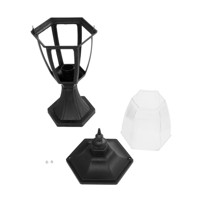 GloboStar® ENGLAND 202-0009 Vintage Επιδαπέδιο Φωτιστικό Φαναράκι Μονόφωτο 1 x E27 IP44 Μαύρο & Διάφανο Πλαστικό - Μ20 x Π20 x Υ45cm