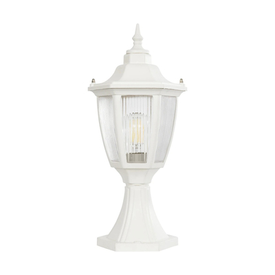 GloboStar® ENGLAND 202-0010 Vintage Επιδαπέδιο Φωτιστικό Φαναράκι Μονόφωτο 1 x E27 IP44 Λευκό & Διάφανο Πλαστικό - Μ20 x Π20 x Υ45cm