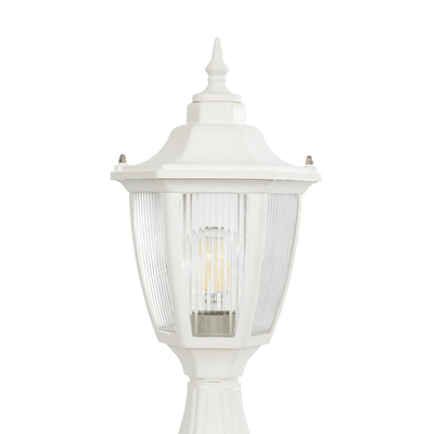 GloboStar® ENGLAND 202-0010 Vintage Επιδαπέδιο Φωτιστικό Φαναράκι Μονόφωτο 1 x E27 IP44 Λευκό & Διάφανο Πλαστικό - Μ20 x Π20 x Υ45cm