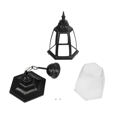 GLOBOSTAR® ENGLAND 202-0013 Vintage Κρεμαστό Φωτιστικό Οροφής με Ντουί 1 x E27 AC 220-240V IP44 - Μαύρο & Διάφανο - Μ20 x Π20 x Υ35cm