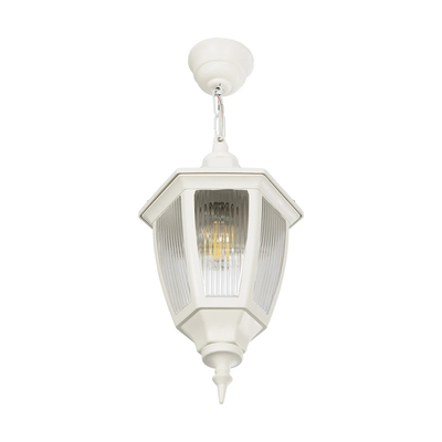 GLOBOSTAR® ENGLAND 202-0014 Vintage Κρεμαστό Φωτιστικό Οροφής με Ντουί 1 x E27 AC 220-240V IP44 - Λευκό - Μ20 x Π20 x Υ35cm