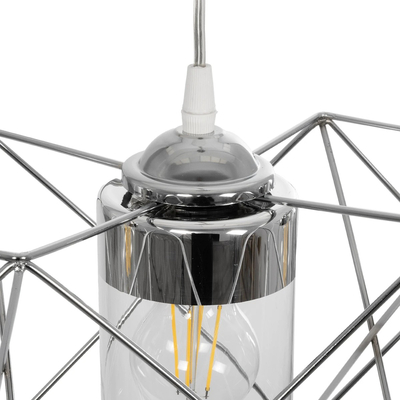 GLOBOSTAR® PLEX 202-0039 Μοντέρνο Κρεμαστό Φωτιστικό Οροφής με Ντουί 3 x E27 AC 220-240V IP20 - Ασημί & Διάφανο - Μ56 x Π17 x Υ24cm