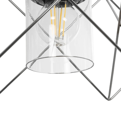 GLOBOSTAR® PLEX 202-0039 Μοντέρνο Κρεμαστό Φωτιστικό Οροφής με Ντουί 3 x E27 AC 220-240V IP20 - Ασημί & Διάφανο - Μ56 x Π17 x Υ24cm