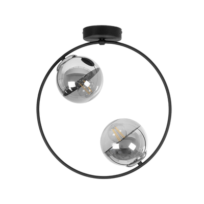 GLOBOSTAR® CITY 202-0040 Μοντέρνο Φωτιστικό Οροφής με Ντουί 2 x E27 AC 220-240V IP20 - Διάφανο & Μαύρο - Μ45 x Π15 x Υ55cm