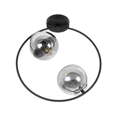 GLOBOSTAR® CITY 202-0040 Μοντέρνο Φωτιστικό Οροφής με Ντουί 2 x E27 AC 220-240V IP20 - Διάφανο & Μαύρο - Μ45 x Π15 x Υ55cm