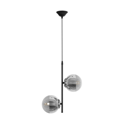 GLOBOSTAR® CITY 202-0042 Μοντέρνο Κρεμαστό Φωτιστικό Οροφής με Ντουί 2 x E27 AC 220-240V IP20 - Μαύρο & Ασημί - Μ35 x Π16 x Υ42cm