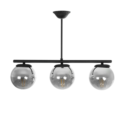 GLOBOSTAR® CITY 202-0043 Μοντέρνο Φωτιστικό Οροφής με Ντουί 3 x E27 AC 220-240V IP20 - Μαύρο & Μαύρο Φιμέ - Μ55 x Π15 x Υ43cm