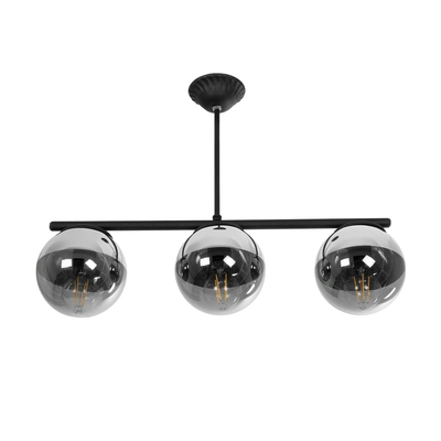 GLOBOSTAR® CITY 202-0043 Μοντέρνο Φωτιστικό Οροφής με Ντουί 3 x E27 AC 220-240V IP20 - Μαύρο & Μαύρο Φιμέ - Μ55 x Π15 x Υ43cm