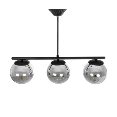 GLOBOSTAR® CITY 202-0043 Μοντέρνο Φωτιστικό Οροφής με Ντουί 3 x E27 AC 220-240V IP20 - Μαύρο & Μαύρο Φιμέ - Μ55 x Π15 x Υ43cm