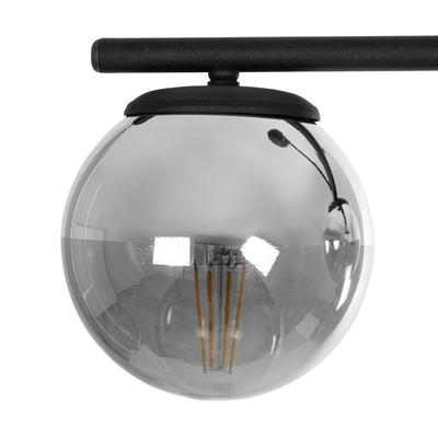 GLOBOSTAR® CITY 202-0043 Μοντέρνο Φωτιστικό Οροφής με Ντουί 3 x E27 AC 220-240V IP20 - Μαύρο & Μαύρο Φιμέ - Μ55 x Π15 x Υ43cm