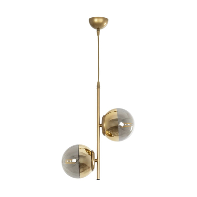 GLOBOSTAR® CITY 202-0044 Μοντέρνο Κρεμαστό Φωτιστικό Οροφής με Ντουί 2 x E27 AC 220-240V IP20 - Χρυσό & Διάφανο - Μ35 x Π16 x Υ42cm