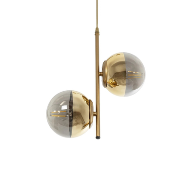 GLOBOSTAR® CITY 202-0044 Μοντέρνο Κρεμαστό Φωτιστικό Οροφής με Ντουί 2 x E27 AC 220-240V IP20 - Χρυσό & Διάφανο - Μ35 x Π16 x Υ42cm