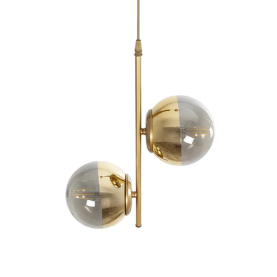 GLOBOSTAR® CITY 202-0044 Μοντέρνο Κρεμαστό Φωτιστικό Οροφής με Ντουί 2 x E27 AC 220-240V IP20 - Χρυσό & Διάφανο - Μ35 x Π16 x Υ42cm