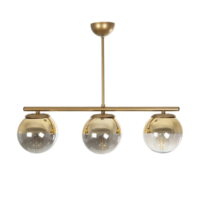 GLOBOSTAR® CITY 202-0045 Μοντέρνο Φωτιστικό Οροφής με Ντουί 3 x E27 AC 220-240V IP20 - Διάφανο & Χρυσό - Μ55 x Π15 x Υ43cm