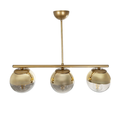 GLOBOSTAR® CITY 202-0045 Μοντέρνο Φωτιστικό Οροφής με Ντουί 3 x E27 AC 220-240V IP20 - Διάφανο & Χρυσό - Μ55 x Π15 x Υ43cm