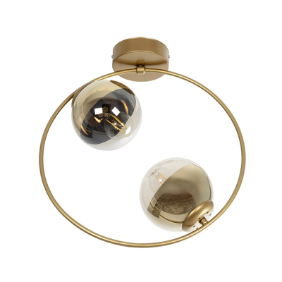 GLOBOSTAR® CITY 202-0046 Μοντέρνο Φωτιστικό Οροφής με Ντουί 2 x E27 AC 220-240V IP20 - Διάφανο & Χρυσό - Μ45 x Π15 x Υ55cm