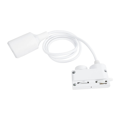 GloboStar 60858 Αντάπτορας Κρέμασης Φωτιστικού - Μονοφασικός 2 Καλωδίων με 1 Μέτρο Υφασμάτινο Καλώδιο και Ντουί E27 AC 220-240V IP20 Μ7 x Π3 x Υ4cm - Λευκό