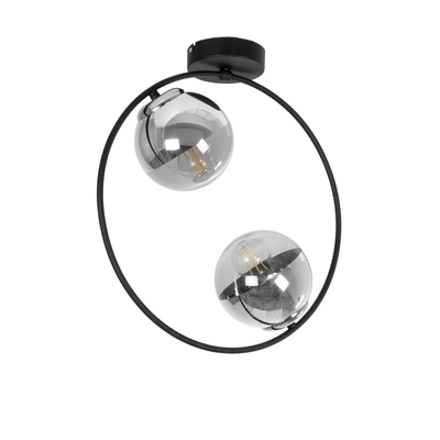 GLOBOSTAR® CITY 202-0040 Μοντέρνο Φωτιστικό Οροφής με Ντουί 2 x E27 AC 220-240V IP20 - Διάφανο & Μαύρο - Μ45 x Π15 x Υ55cm