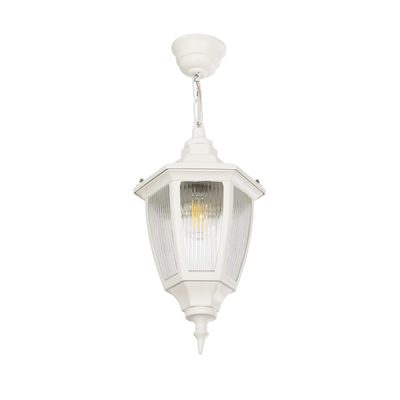 GLOBOSTAR® ENGLAND 202-0014 Vintage Κρεμαστό Φωτιστικό Οροφής με Ντουί 1 x E27 AC 220-240V IP44 - Λευκό - Μ20 x Π20 x Υ35cm