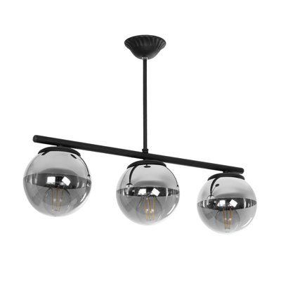 GLOBOSTAR® CITY 202-0043 Μοντέρνο Φωτιστικό Οροφής με Ντουί 3 x E27 AC 220-240V IP20 - Μαύρο & Μαύρο Φιμέ - Μ55 x Π15 x Υ43cm