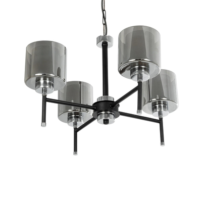 GLOBOSTAR® SHORD 202-0056 Μοντέρνο Κρεμαστό Φωτιστικό Οροφής με Ντουί 4 x E27 AC 220-240V IP20 - Μαύρο & Μαύρο Φιμέ - Μ57 x Π57 x Υ37cm