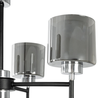 GLOBOSTAR® SHORD 202-0056 Μοντέρνο Κρεμαστό Φωτιστικό Οροφής με Ντουί 4 x E27 AC 220-240V IP20 - Μαύρο & Μαύρο Φιμέ - Μ57 x Π57 x Υ37cm