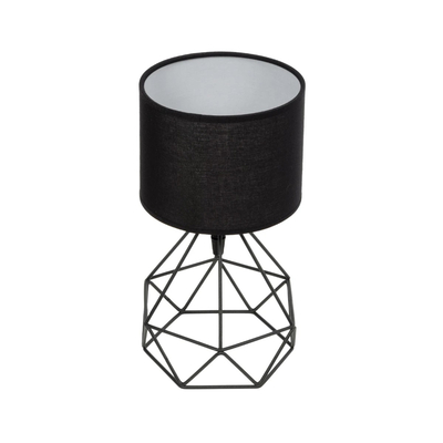 GloboStar® SHAPE 202-0059 Μοντέρνο Eπιτραπέζιο Φωτιστικό Πορτατίφ Μονόφωτο 1 x E27 IP20 Μαύρο Μέταλλο με Μαύρο Ύφασμα - Μ16 x Π16 x Υ30cm