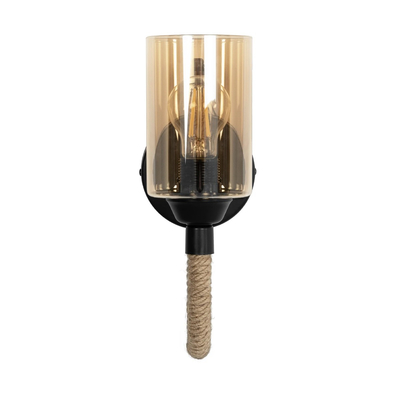 GLOBOSTAR® RIFT 203-0002 Vintage Φωτιστικό Τοίχου - Απλίκα με Ντουί 1 x E27 AC 220-240V IP20 - Μαύρο & Μπεζ - Μ12 x Π24 x Υ31cm