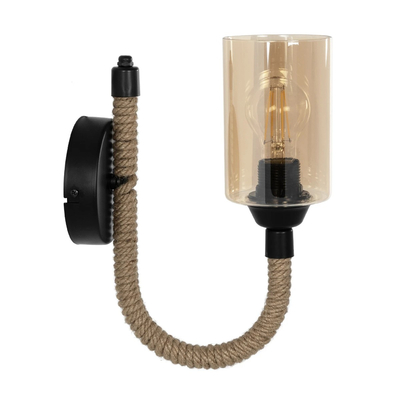 GLOBOSTAR® RIFT 203-0002 Vintage Φωτιστικό Τοίχου - Απλίκα με Ντουί 1 x E27 AC 220-240V IP20 - Μαύρο & Μπεζ - Μ12 x Π24 x Υ31cm