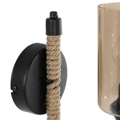 GLOBOSTAR® RIFT 203-0002 Vintage Φωτιστικό Τοίχου - Απλίκα με Ντουί 1 x E27 AC 220-240V IP20 - Μαύρο & Μπεζ - Μ12 x Π24 x Υ31cm