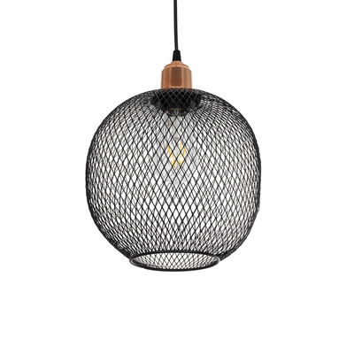 GLOBOSTAR® WIRE 203-0004 Μοντέρνο Κρεμαστό Φωτιστικό Οροφής με Ντουί 1 x E27 AC 220-240V IP20 - Μαύρο & Χάλκινο - Μ25 x Π25 x Υ30cm