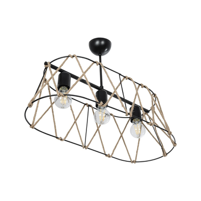 GLOBOSTAR® GATSBY 203-0006 Vintage Κρεμαστό Φωτιστικό Οροφής με Ντουί 3 x E27 AC 220-240V IP20 - Μαύρο & Μπεζ - Μ60 x Π28 x Υ22cm