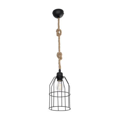 GLOBOSTAR® TALAH 203-0009 Vintage Κρεμαστό Φωτιστικό Οροφής με Ντουί 1 x E27 AC 220-240V IP20 - Μαύρο & Μπεζ - Μ15.5 x Π15.5 x Υ30cm