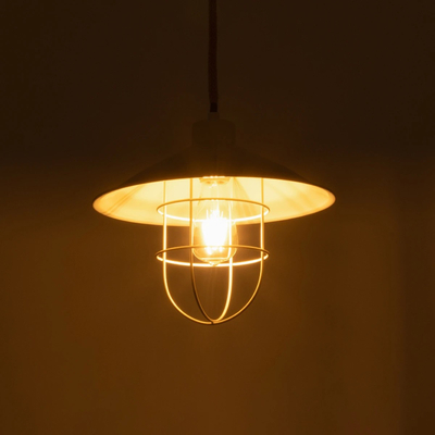 GLOBOSTAR® TULUB 203-0010 Vintage Κρεμαστό Φωτιστικό Οροφής με Ντουί 1 x E27 AC 220-240V IP20 - Λευκό & Μπεζ - Μ33 x Π33 x Υ30cm