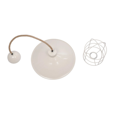 GLOBOSTAR® TULUB 203-0010 Vintage Κρεμαστό Φωτιστικό Οροφής με Ντουί 1 x E27 AC 220-240V IP20 - Λευκό & Μπεζ - Μ33 x Π33 x Υ30cm