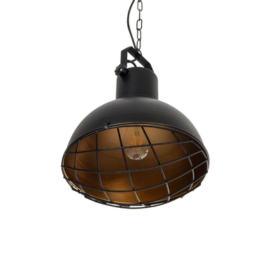 GLOBOSTAR® SIERRA 203-0011 Vintage Κρεμαστό Φωτιστικό Οροφής με Ντουί 1 x E27 AC 220-240V IP20 - Μαύρο & Χρυσό - Μ30 x Π30 x Υ40cm