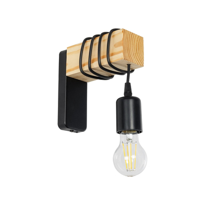 GLOBOSTAR® XYLO 203-0014 Μοντέρνο Φωτιστικό Τοίχου - Απλίκα με Ντουί 1 x E27 AC 220-240V IP20 - Μαύρο & Μπεζ - Μ18 x Π18 x Υ19cm