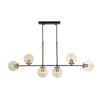 GLOBOSTAR® LATTICE 203-0016 Μοντέρνο Φωτιστικό Οροφής με Ντουί 6 x E27 AC 220-240V IP20 - Μαύρο & Μπρούτζινο - Μ120 x Π15 x Υ32cm