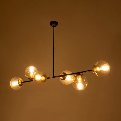 GLOBOSTAR® LATTICE 203-0017 Μοντέρνο Φωτιστικό Οροφής με Ντουί 6 x E27 AC 220-240V IP20 - Μαύρο & Μπρούτζινο - Μ120 x Π32 x Υ32cm