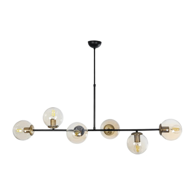 GLOBOSTAR® LATTICE 203-0017 Μοντέρνο Φωτιστικό Οροφής με Ντουί 6 x E27 AC 220-240V IP20 - Μαύρο & Μπρούτζινο - Μ120 x Π32 x Υ32cm