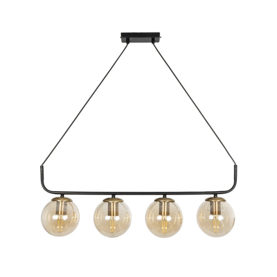 GLOBOSTAR® LATTICE 203-0018 Μοντέρνο Κρεμαστό Φωτιστικό Οροφής με Ντουί 4 x E27 AC 220-240V IP20 - Μαύρο & Μπρούτζινο - Μ78 x Π15 x Υ81cm