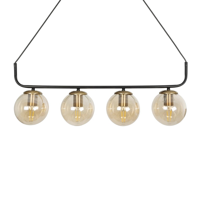 GLOBOSTAR® LATTICE 203-0018 Μοντέρνο Κρεμαστό Φωτιστικό Οροφής με Ντουί 4 x E27 AC 220-240V IP20 - Μαύρο & Μπρούτζινο - Μ78 x Π15 x Υ81cm