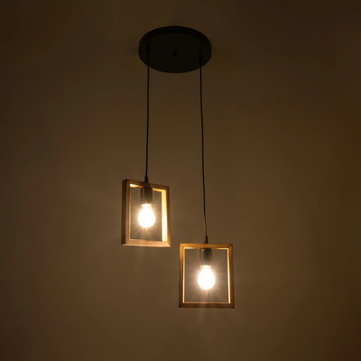 GLOBOSTAR® EDISON 203-0021 Vintage Κρεμαστό Φωτιστικό Οροφής με Ντουί 2 x E27 AC 220-240V IP20 - Μπεζ & Μαύρο - Μ40 x Π20 x Υ45cm