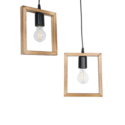 GLOBOSTAR® EDISON 203-0021 Vintage Κρεμαστό Φωτιστικό Οροφής με Ντουί 2 x E27 AC 220-240V IP20 - Μπεζ & Μαύρο - Μ40 x Π20 x Υ45cm