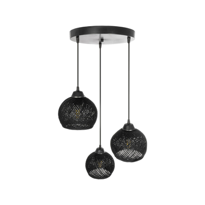 GLOBOSTAR® YASAM 203-0022 Vintage Κρεμαστό Φωτιστικό Οροφής με Ντουί 3 x E27 AC 220-240V IP20 - Μαύρο - Μ42 x Π42 x Υ54cm