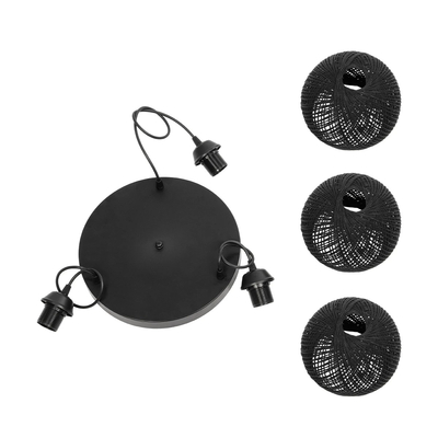 GLOBOSTAR® YASAM 203-0022 Vintage Κρεμαστό Φωτιστικό Οροφής με Ντουί 3 x E27 AC 220-240V IP20 - Μαύρο - Μ42 x Π42 x Υ54cm