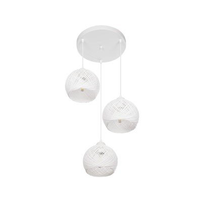 GLOBOSTAR® YASAM 203-0023 Vintage Κρεμαστό Φωτιστικό Οροφής με Ντουί 3 x E27 AC 220-240V IP20 - Λευκό - Μ42 x Π42 x Υ54cm