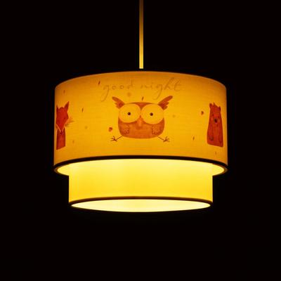GLOBOSTAR® OWL 204-0001 Παιδικό Κρεμαστό Φωτιστικό Οροφής με Ντουί 1 x E27 AC 220-240V IP20 - Πολύχρωμο - Μ30 x Π30 x Υ24cm