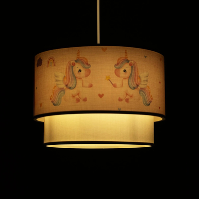 GLOBOSTAR® PONY 204-0016 Παιδικό Κρεμαστό Φωτιστικό Οροφής με Ντουί 1 x E27 AC 220-240V IP20 - Ροζ - Μ30 x Π30 x Υ24cm