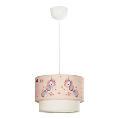 GLOBOSTAR® PONY 204-0016 Παιδικό Κρεμαστό Φωτιστικό Οροφής με Ντουί 1 x E27 AC 220-240V IP20 - Ροζ - Μ30 x Π30 x Υ24cm